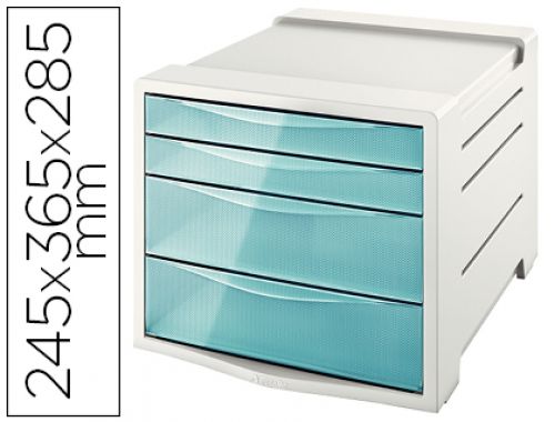 Bloco classificador de secretaria esselte colour ice plastico 4 gavetas cor azul 245x365x285 mm , Esselte , 153832 , 4049793054698